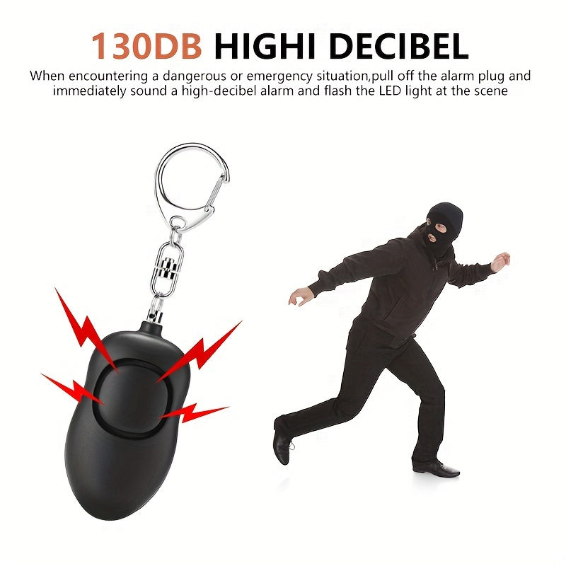 Rechargeable 130dB Personal Safety Alarm Keychain with LED Light for Women and Elderly