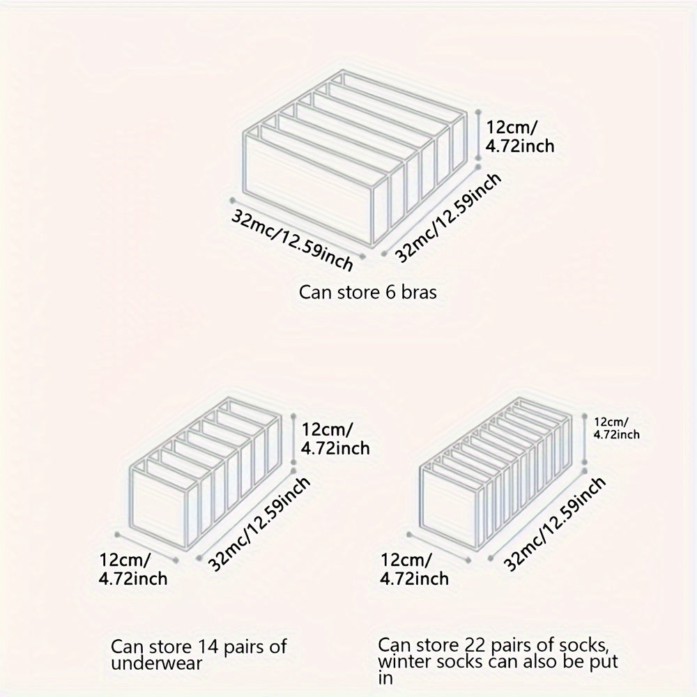 Juego de 3 cajas de almacenamiento de fibra no tejida con divisores para organización de armario