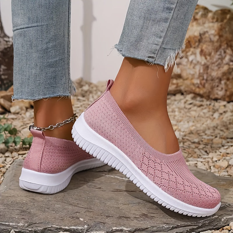 Women's Casual Slip-On Sneakers Lightweight Breathable Fabric Flat Shoes