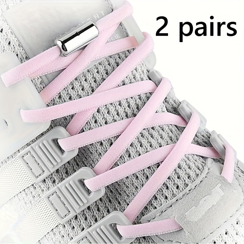 Unisex Elastic No-Tie Shoe Laces with Metal Locks, Washable, Secure Fit