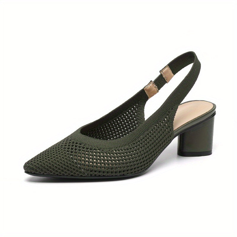 Ayollar uchun chunky tovonli to'qilgan sandallar, mustahkam rangli uchburchak barmoq, elastik tasma va havo o'tkazuvchi orqa dizayn bilan.