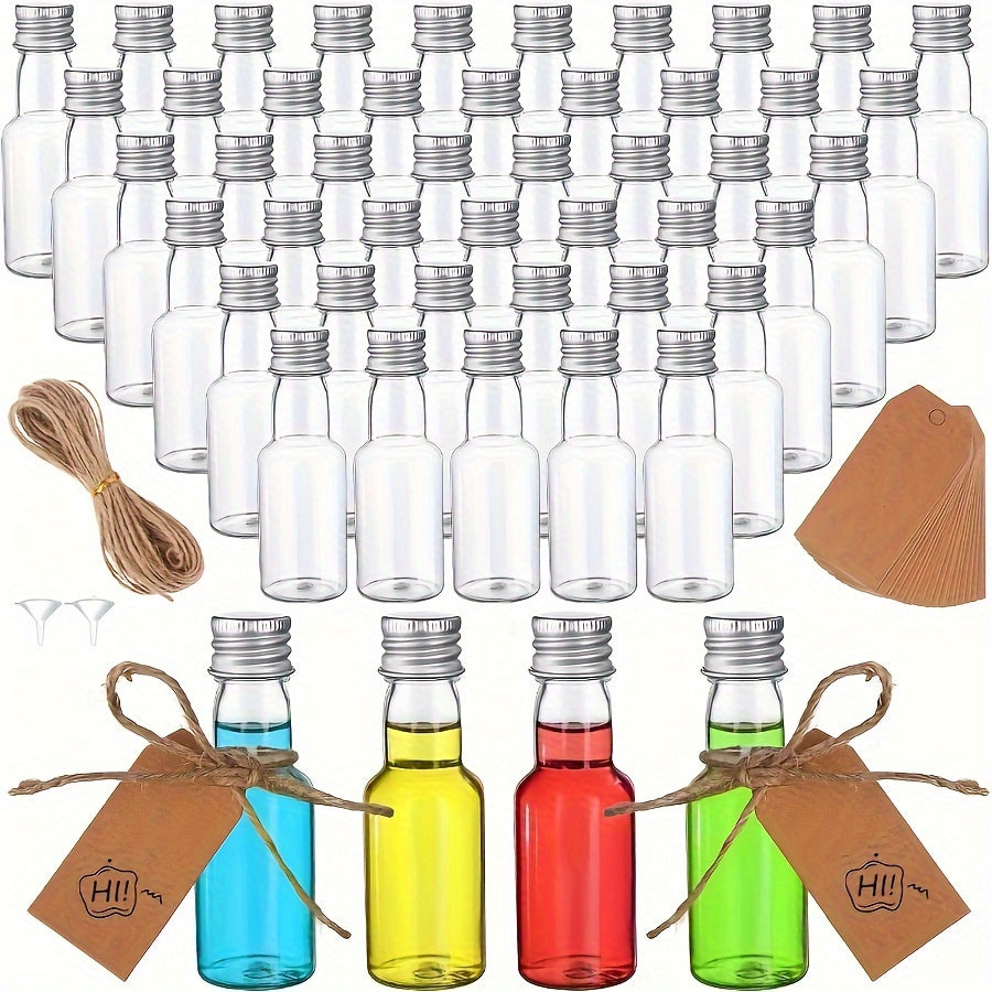 60 ta Mini Plastik Spirtli Ichimliklar Shishasi - 25ml/50ml Bo'sh Shishalar, Qopqoq bilan, Spirtli Ichimliklar, Sous, Partiya Sovg'alari uchun Suv O'tkazmaydigan. Oziq-ovqat bilan Aloqada Bo'lish uchun Oziq-ovqat Sifatida.