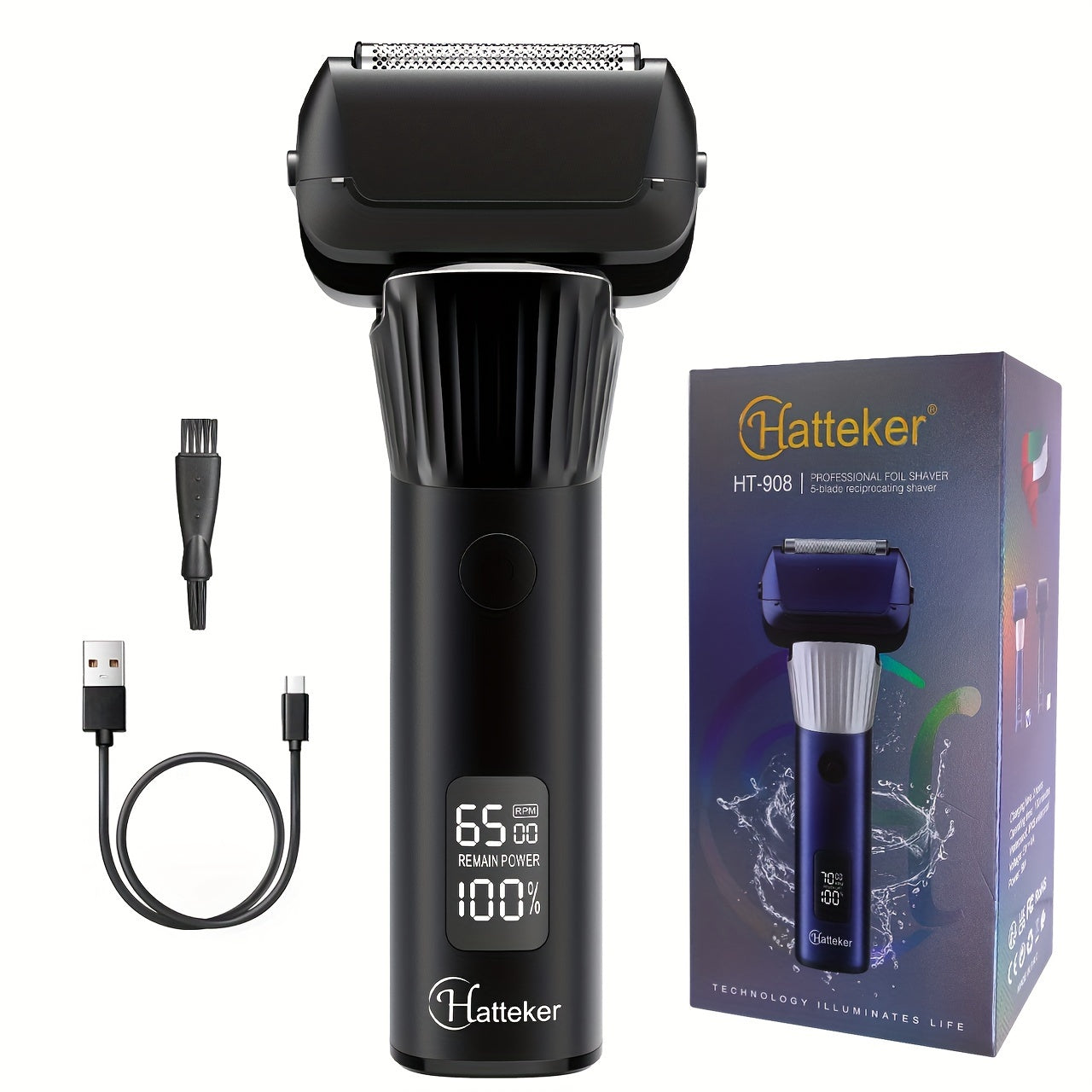 Afeitadora eléctrica recargable por USB, más de 60 minutos de autonomía