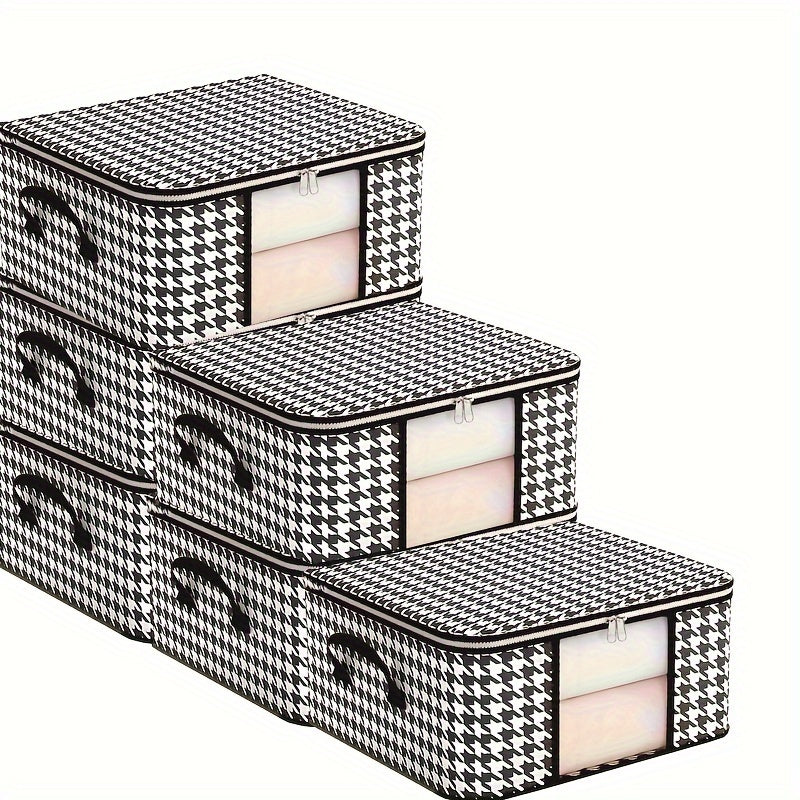 Set of 6 Clothes Storage Bags with Zipper Closure and Handles for Bedding and Closet Organization