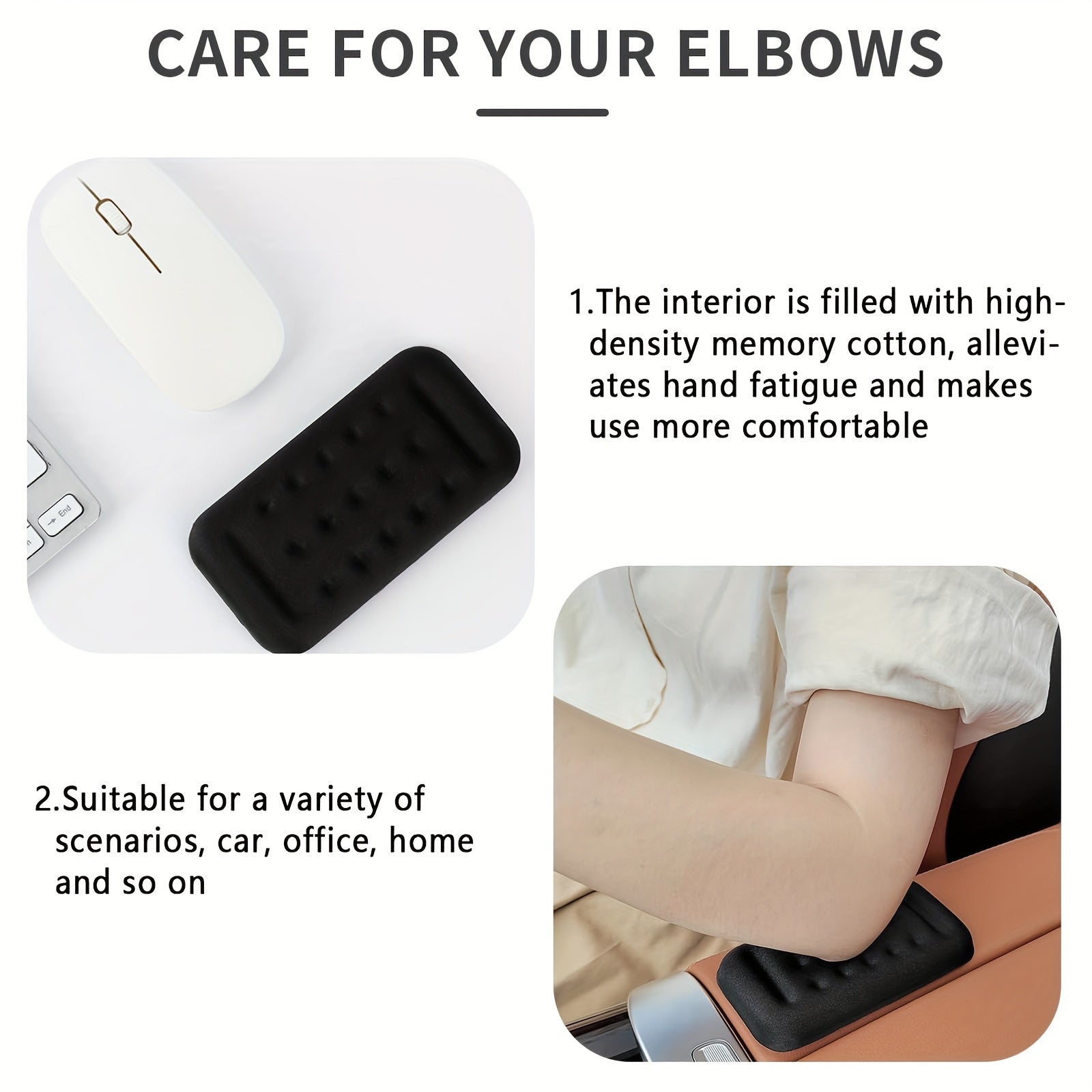 Universal Car Armrest Pad Memory Foam Support Fatigue Relief