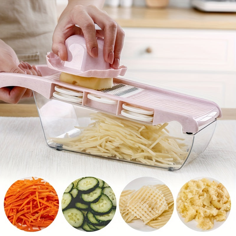 Vegetable Chopper and Slicer Set with Container, Manual Food Grater, Onion Mincer