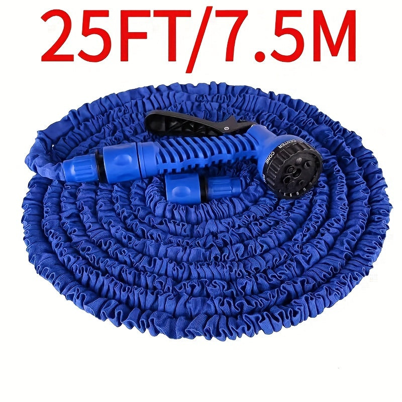 Универсальный выдвижной садовый шланг с распылителем, прочный резиновый материал для мойки автомобилей под высоким давлением и орошения. Совместим со стандартами резьбы в Европе и Америке, доступен в