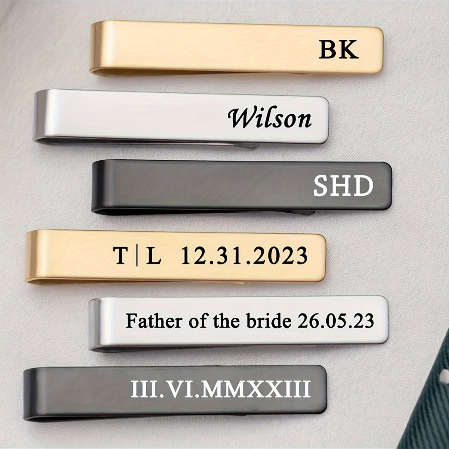 Personalized Men's Tie Clips Engraved Groomsmen Wedding Accessories
