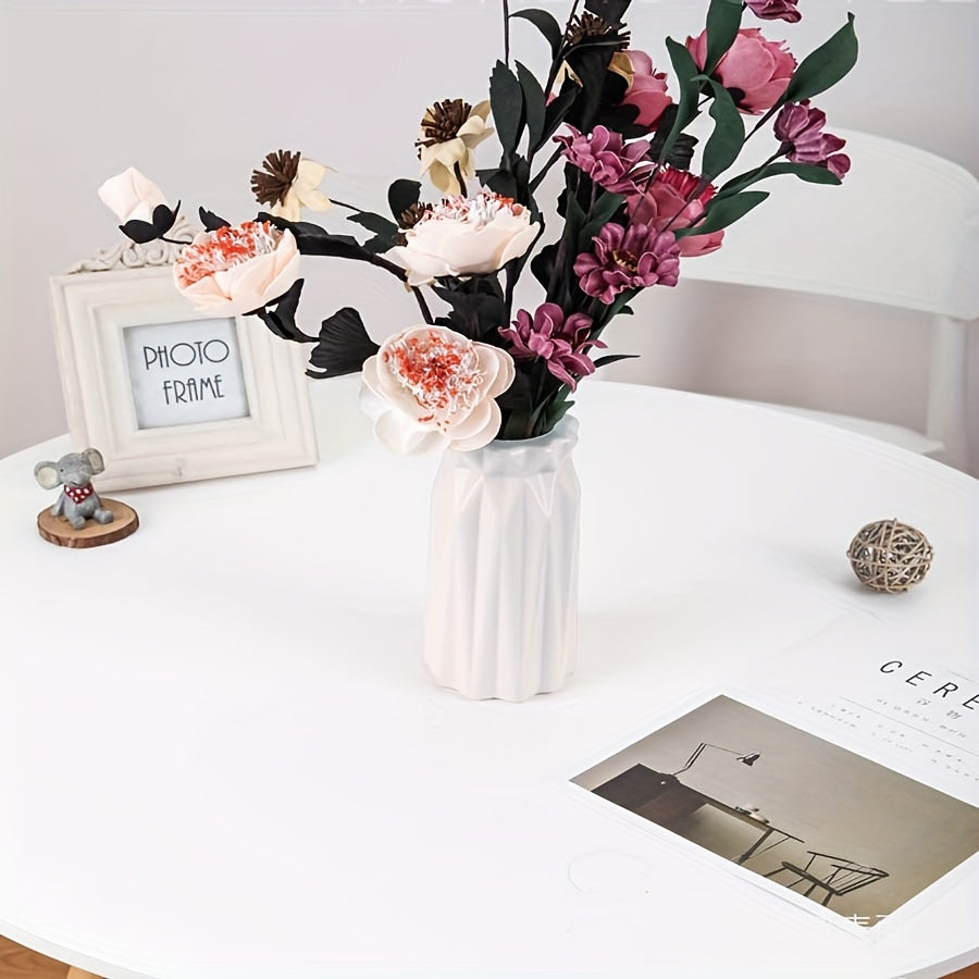 Nordic-Style Plastic Vase with Ceramic Look for Home Decor and Dining