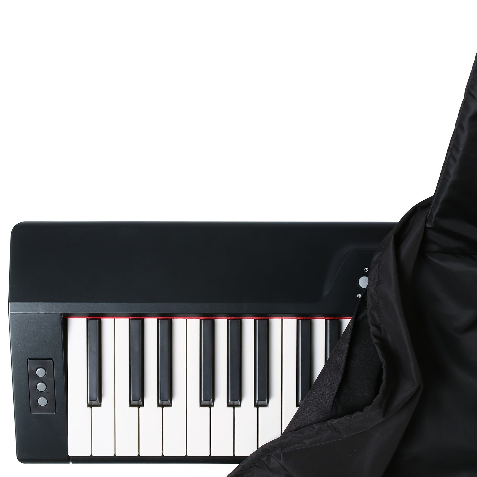 Funda de polvo de poliéster negro para piano digital con 88 teclas y soporte para partituras