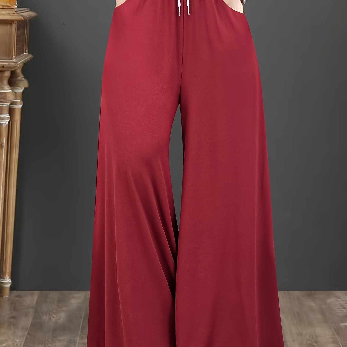 Plus Size Wide Leg Drawstring Pants Women Spring Summer Loose Pants