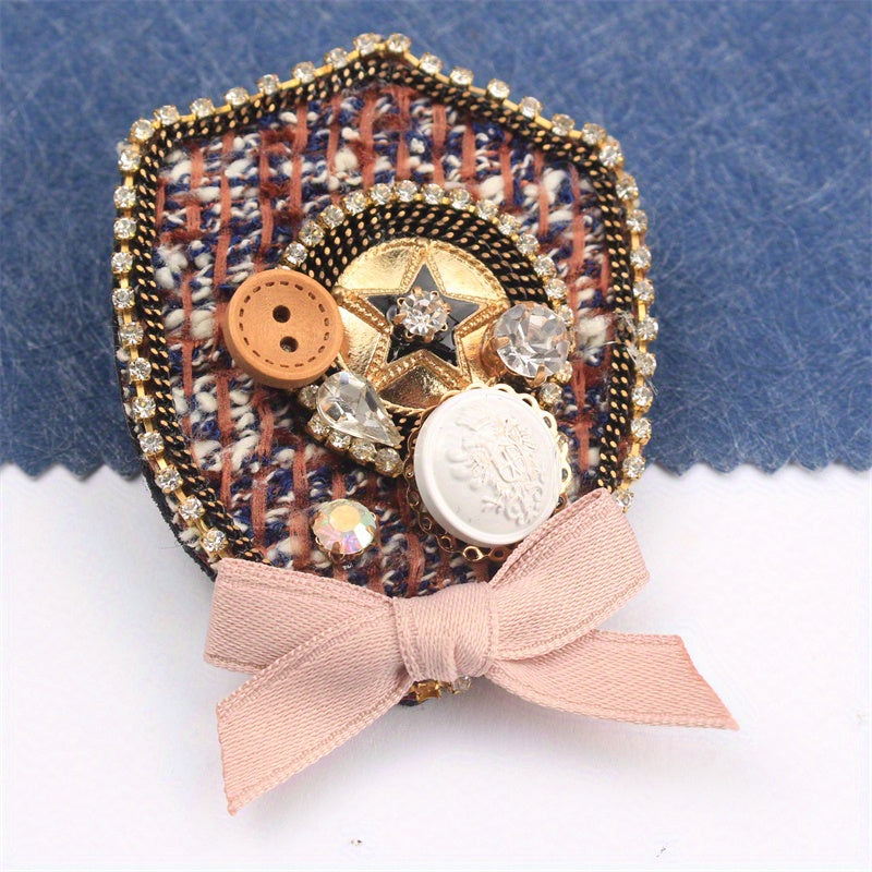 Elegant Rhinestone Brooch Bow Design Jewelry Accessory for Clothing Bags Hats
