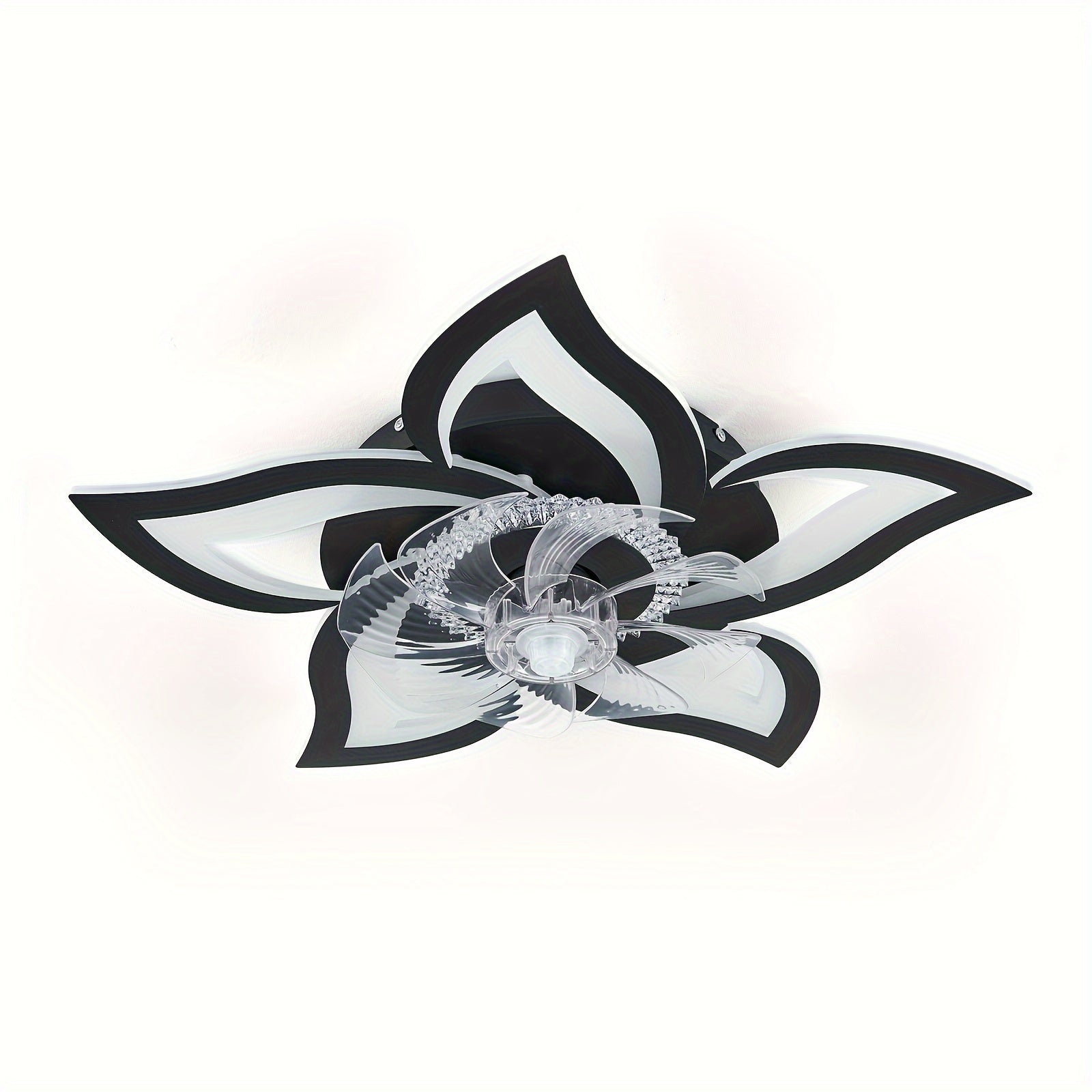 Modern Ceiling Fan with Smart LED Light, 6 Speeds, Dimmable, Remote Control, Flower Design