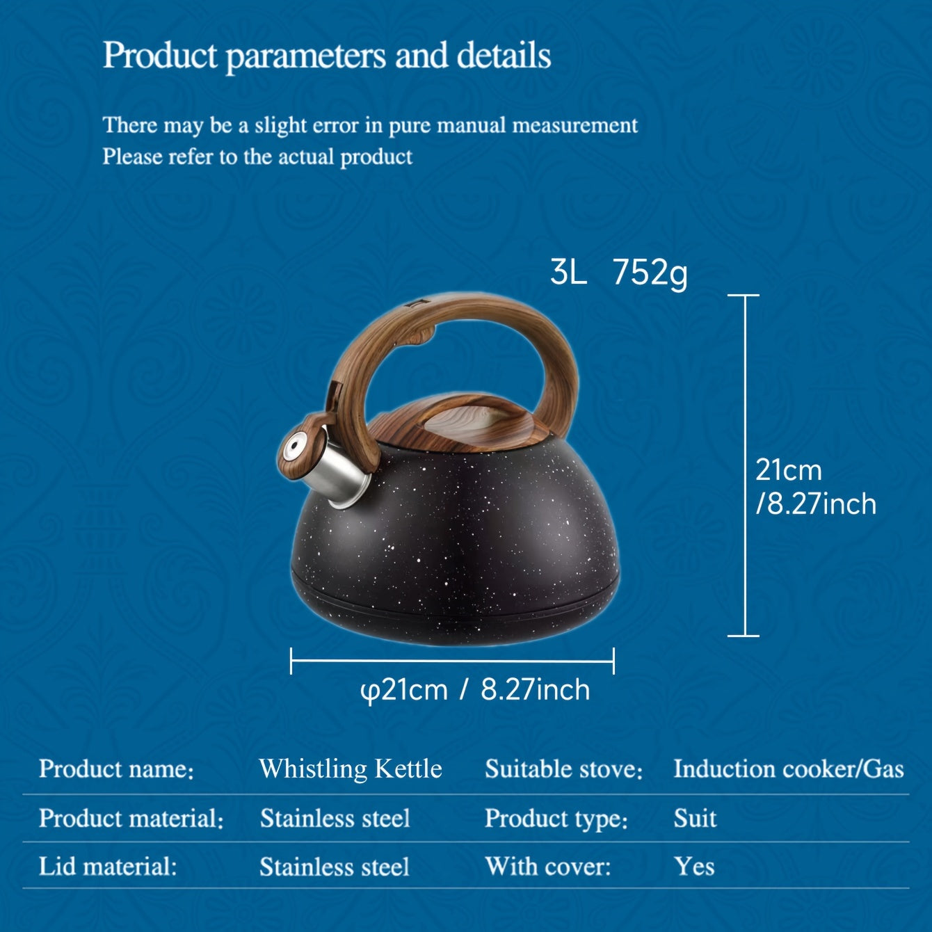 1 штука нержавеющего чайника, подходящего для использования на газовых или электромагнитных плитах. Этот чайник можно использовать для кипячения воды для чая или кофе дома.