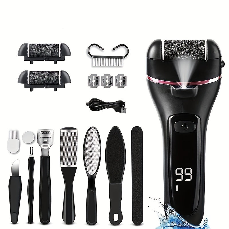 Electric Callus Remover for Smooth Feet Rechargeable USB Charging 3-in-1