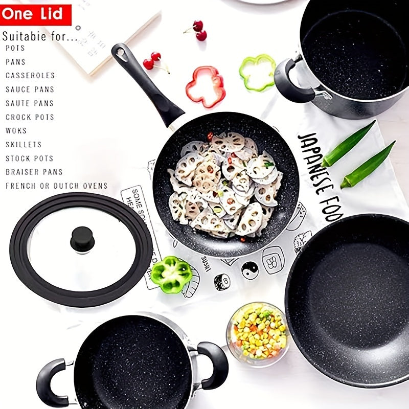 Silicone Glass Lid for Pots Pans and Steamers, Heat-Resistant, Versatile