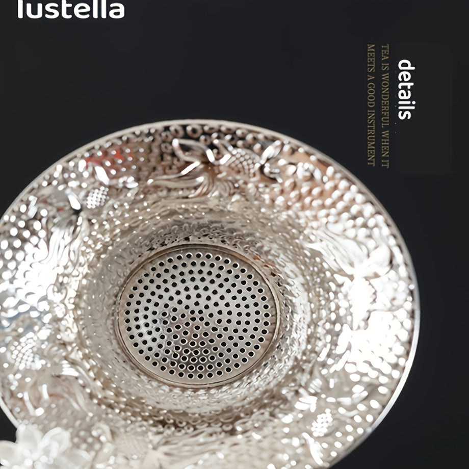 Nozli mesh va zanglamas po'latdan yasalgan choy filtr, silikon tutqichi bilan. Bo'sh bargli choyni damlash uchun ideal.