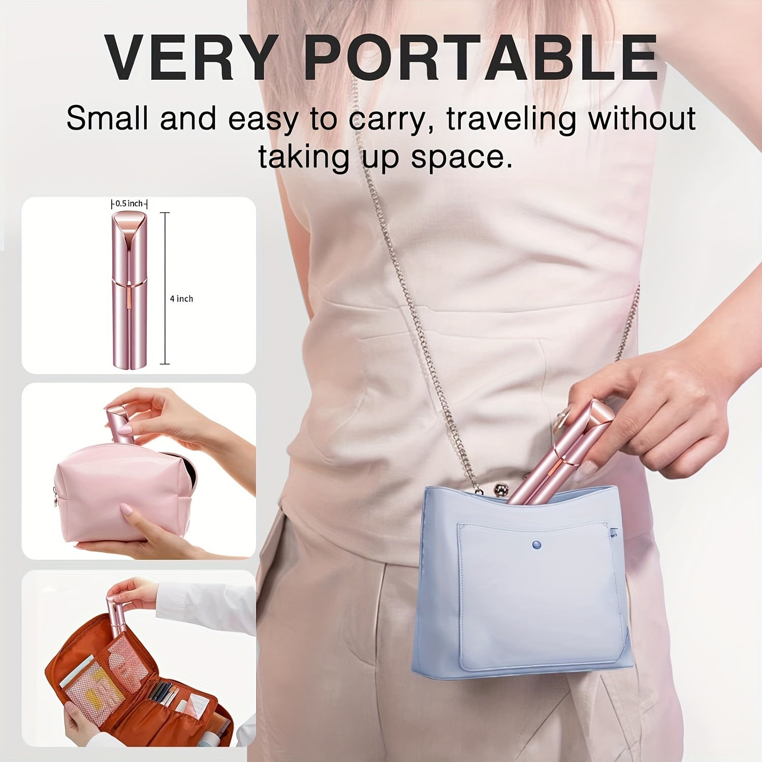 Removedor de vello facial para mujeres mini eléctrico sin dolor con luz LED