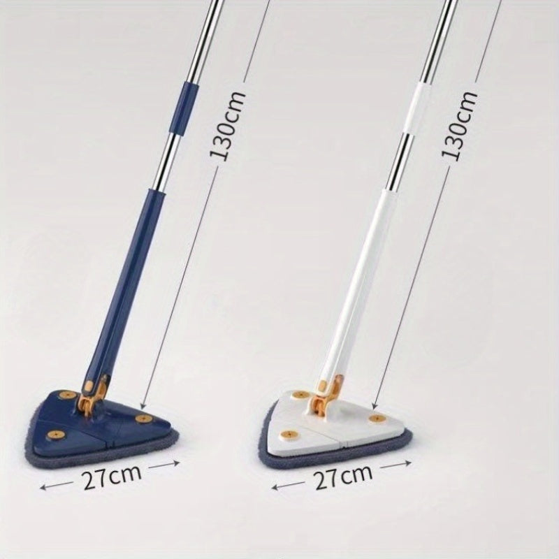 2 ta uchburchak Spin Mops to'plami, 360° burilish, uzoq tutqich, yuviladigan boshlar