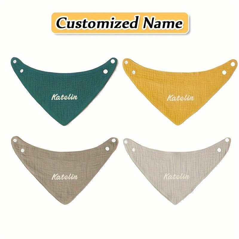 Set of 4 Kids Gauze Triangle Saliva Towels Adjustable Bib Soft Breathable Highly Absorbent