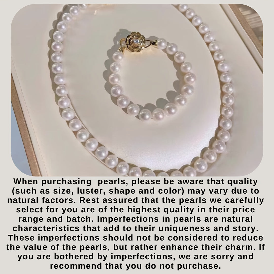 Elegant Freshwater Pearl Jewelry Set with Camellia Clasp Necklace and Bracelet for Special Occasions