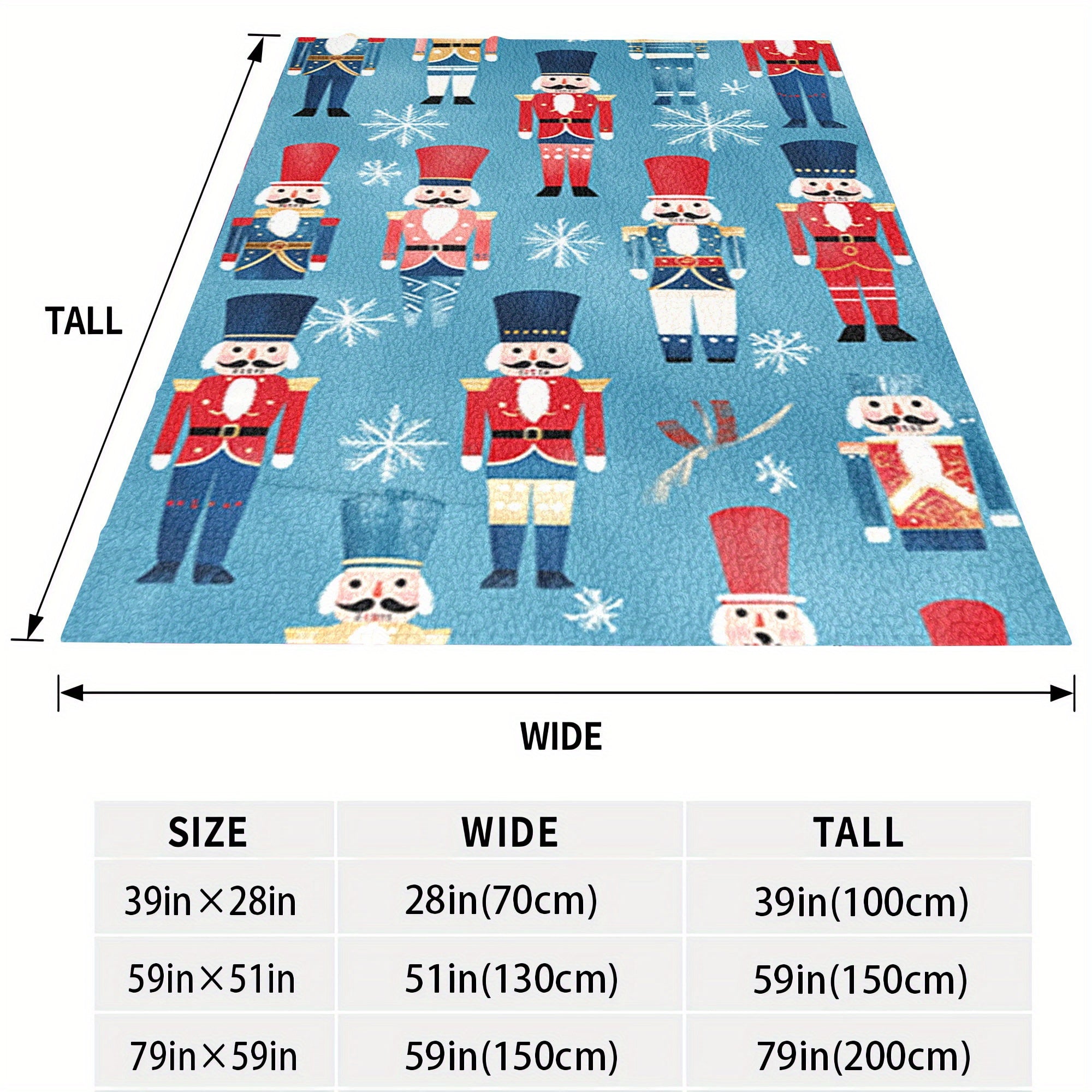 Cozy Flannel Throw Blanket with Cartoon Nutcracker Pattern for All Seasons Quilted Polyester Warmth