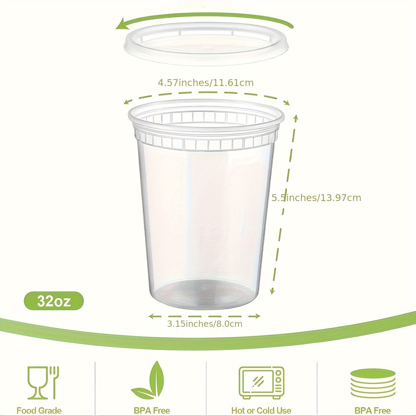 10 Sets 32 Oz Plastic Food Containers with Lids for Freezing and Storage