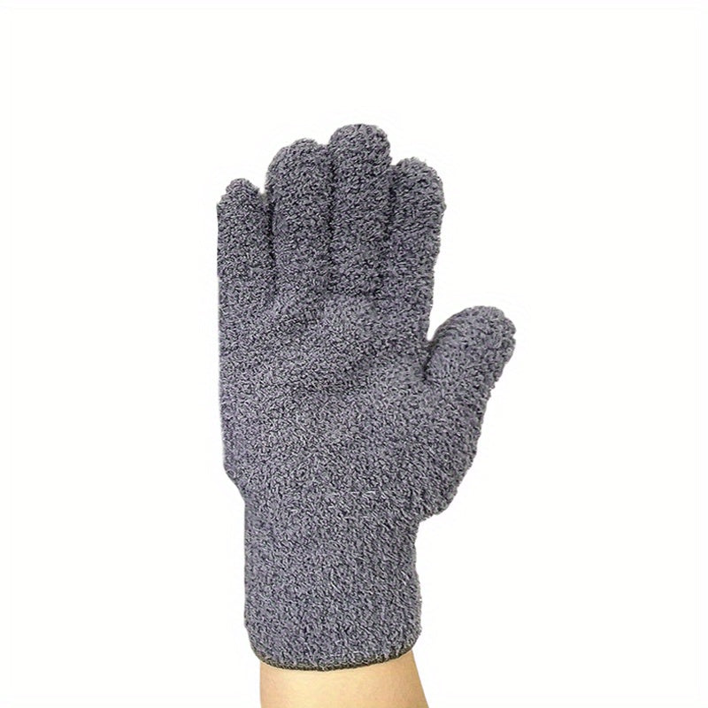 Microfiber Coral Fleece Cleaning Gloves Five-Finger Dust Remover Blue