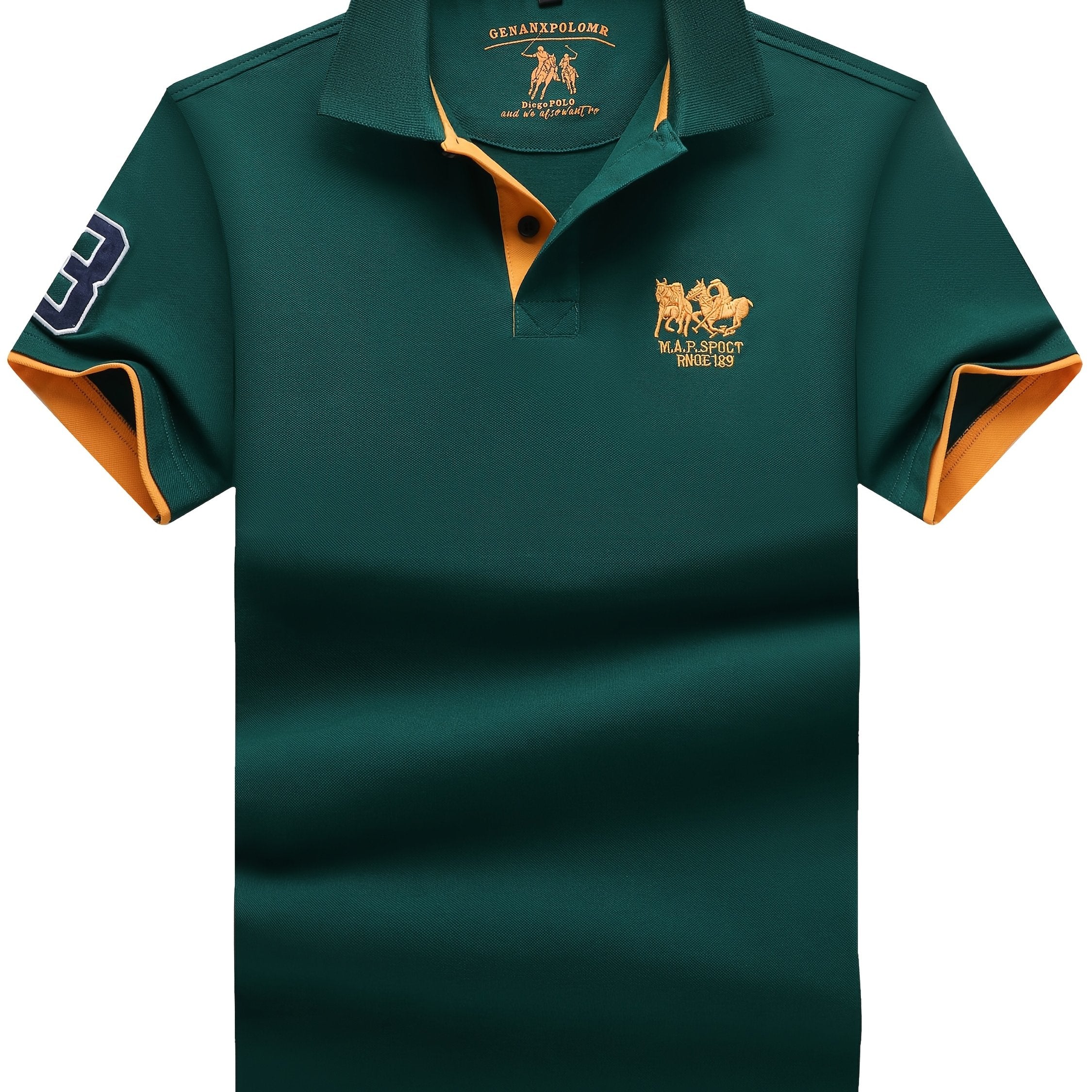 Camisa polo de algodón de verano para hombre, color sólido, con bordado en el solapa, corte regular