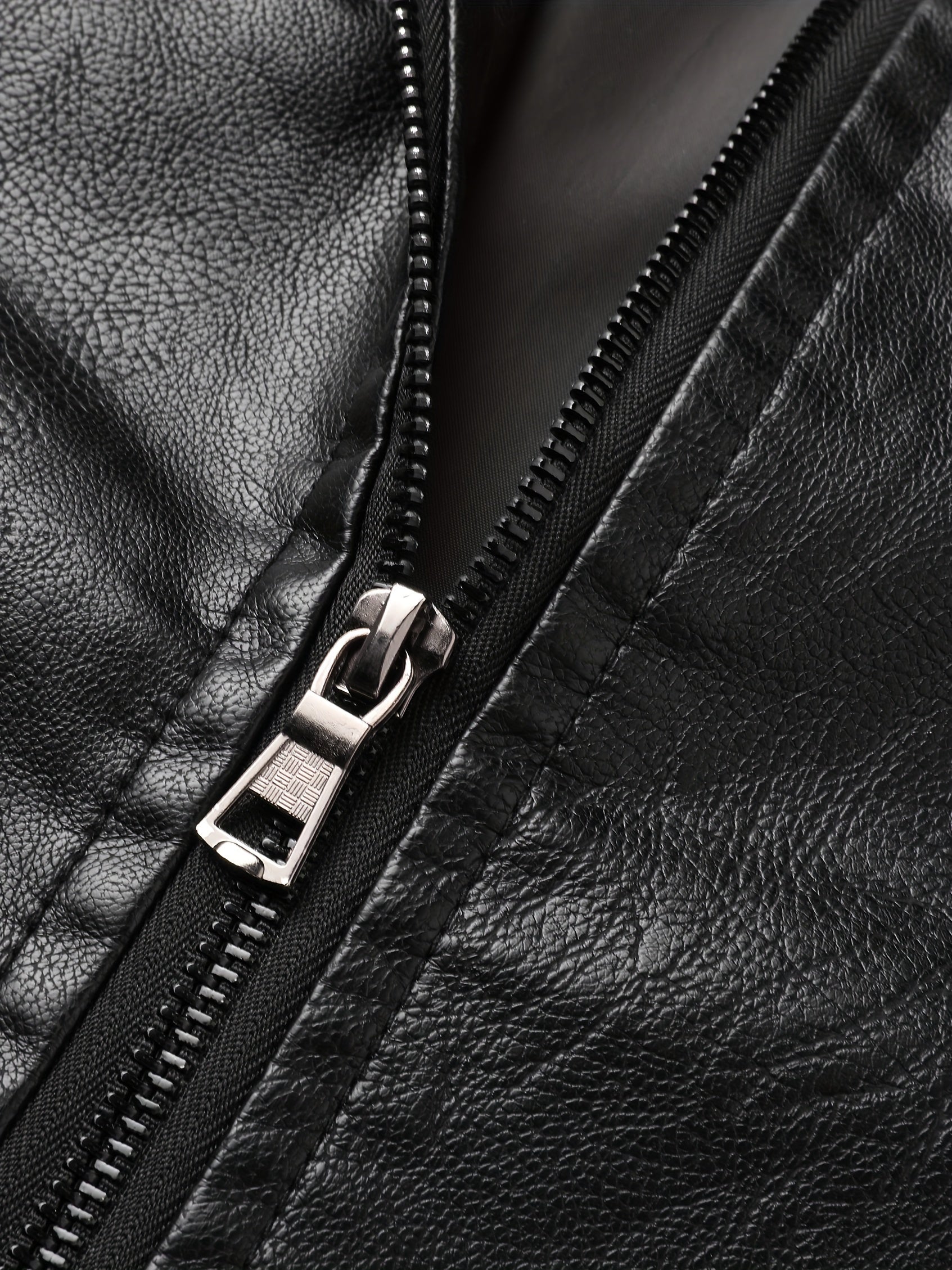 PU teridan yasalgan erkaklar uchun zip-up mototsikl kurtkasi