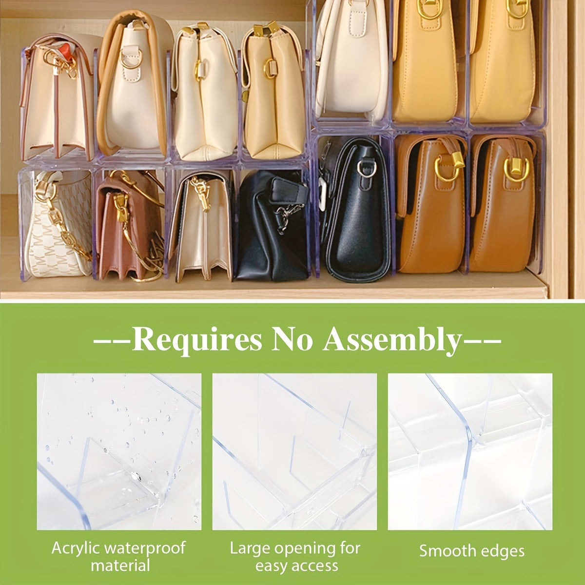 Acrylic Clear Storage Rack Set for Organizing Bags Clothes and More 4 Pieces