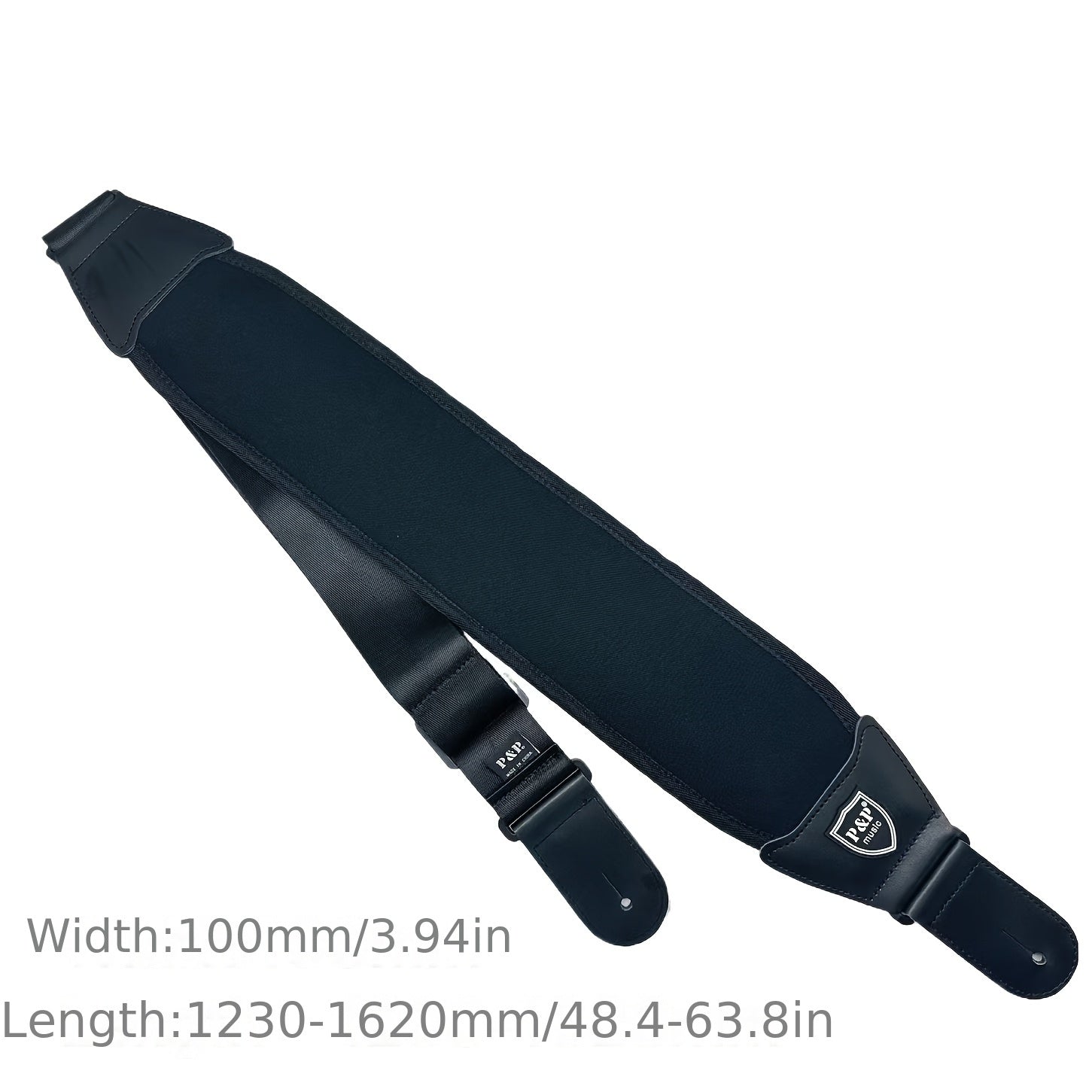 Correa para guitarra eléctrica y bajo de 4 pulgadas de ancho, longitud ajustable, negra con cierre y pestañas