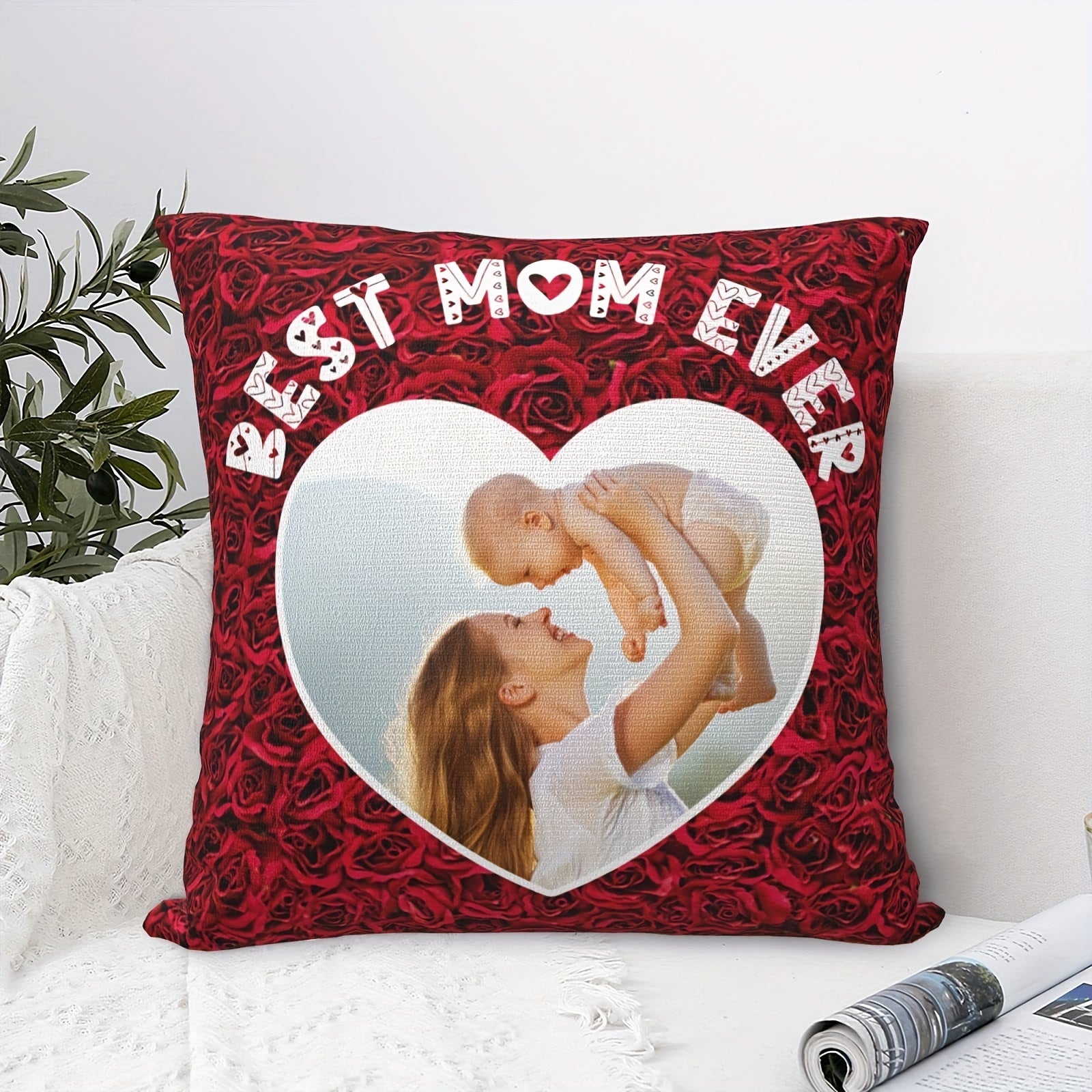 Decorative Pillow Cover 45x45cm Customizable Photo Gift for Mom or Grandma