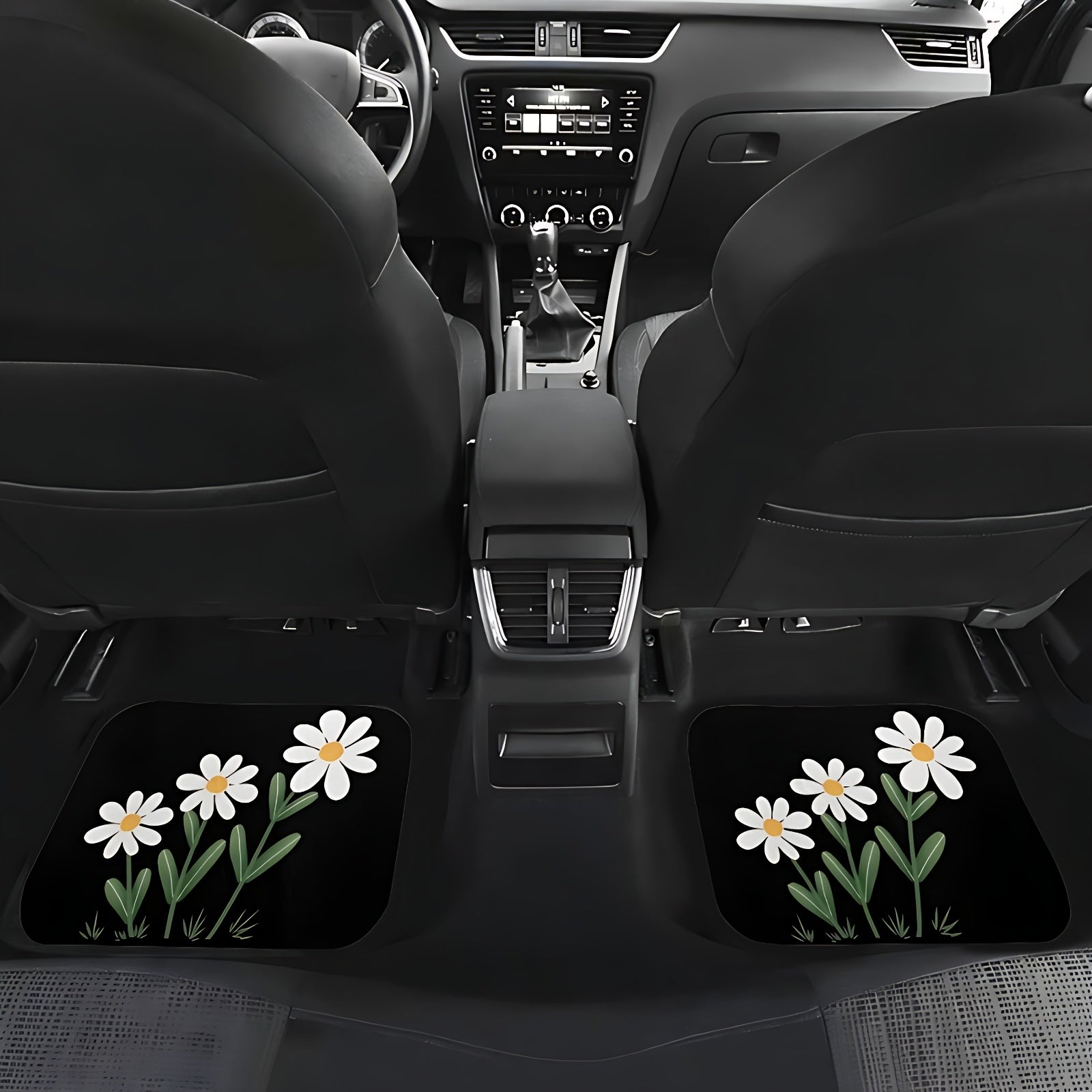 Oq Daisy bosma avtomobil pol mato to'plami sedan va SUV uchun, sirpanmaydigan, bardoshli