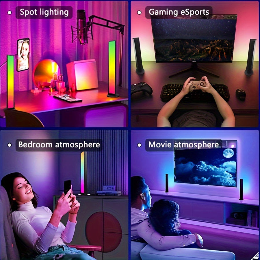 Smart RGB LED Light Bars with Remote App Music Sync for Gaming Bedroom Decoration