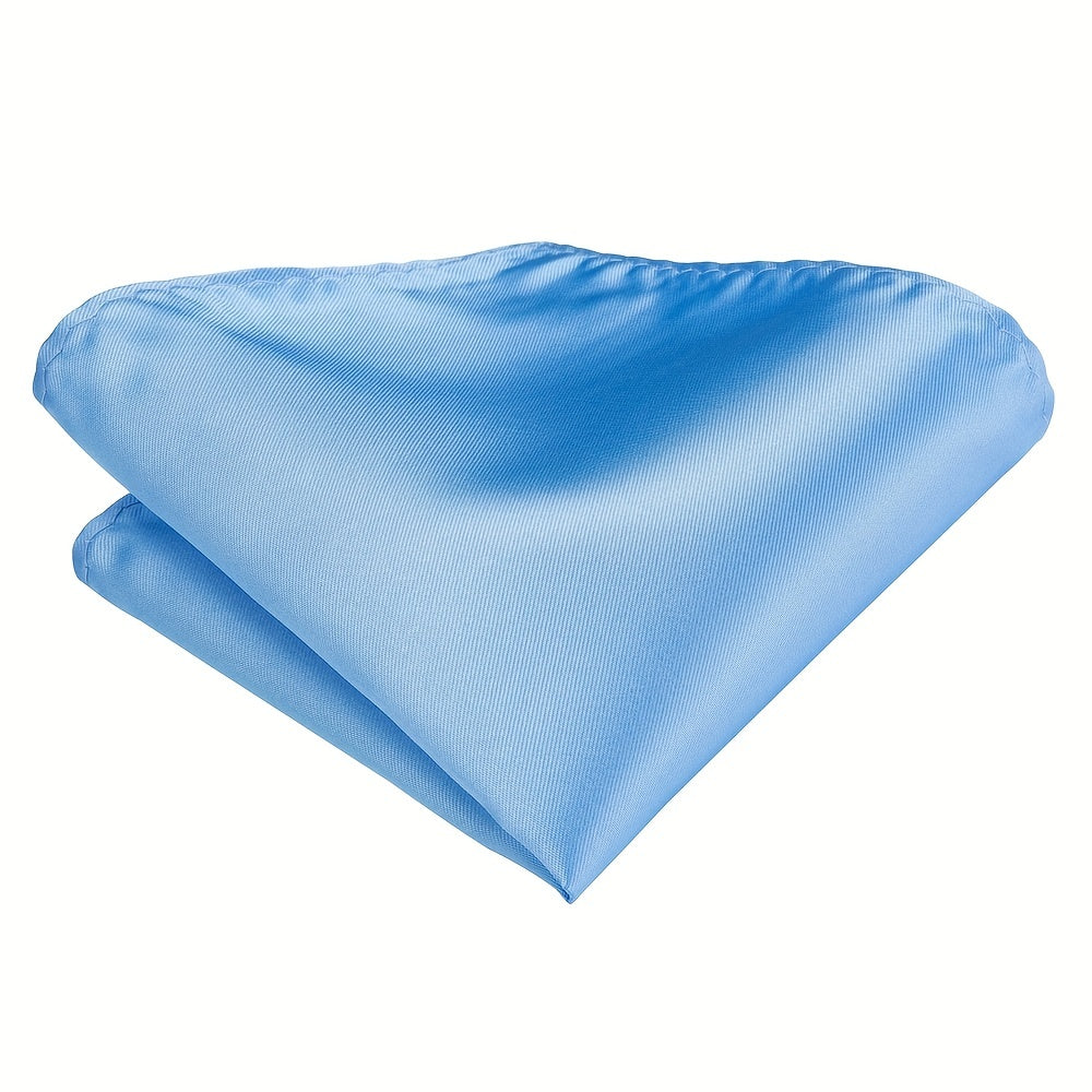 Men's Jacquard Woven Solid Necktie Set with Hanky and Cufflinks for Weddings and Business