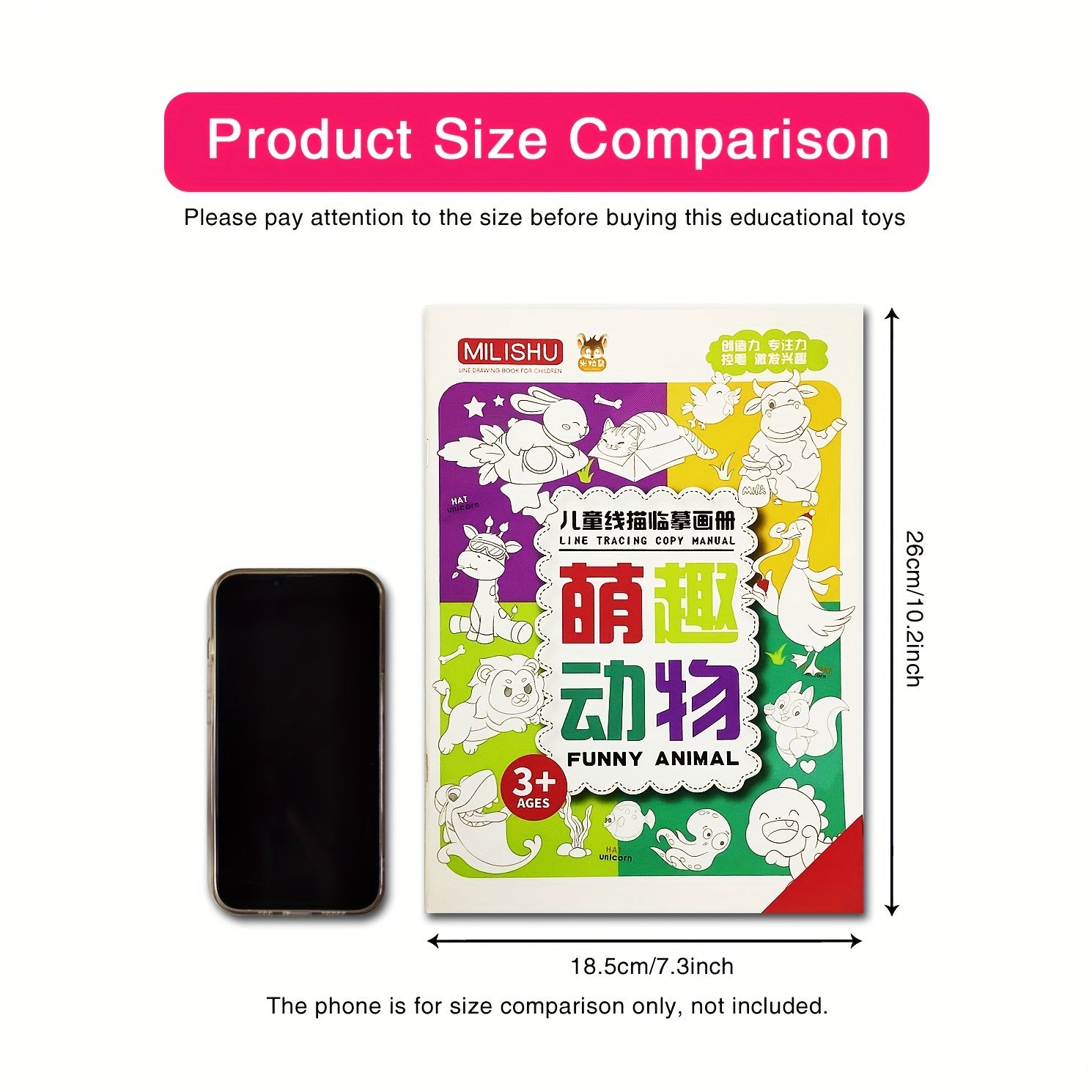 Children's Sketch Book for Kids Ages 3+ with Animal Line Tracing Pages and Mixed Color Paper