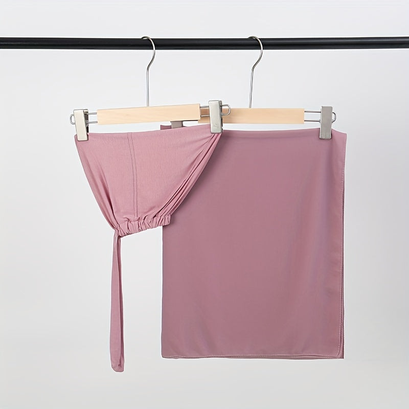 Set of Two Elastic Chiffon Undercap Scarves with Breathable Inner Hijab Cap and Sunscreen Hijab