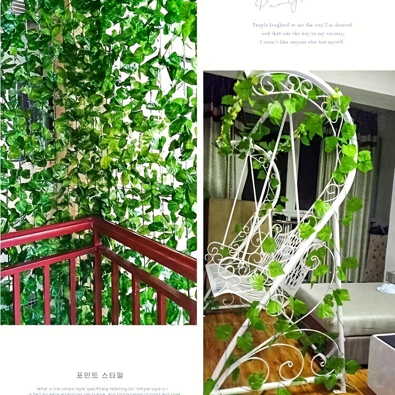 Artificial Grape Vine Decorations Set with 20 Leaves for Home Garden Party and Restaurant