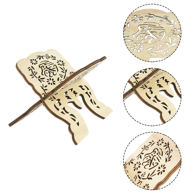 Eid Mubarak uchun yog'och kitob javoni - Qur'on, Injil va Koran kabi islomiy kitoblar uchun stend - Ramadan Kareem, Muqaddas Injil, kitob javoni va musulmon bayramlari davomida stol o'qish, uy bezatish uchun mukammal.