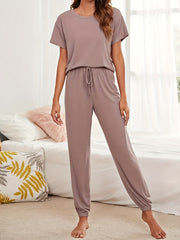 Women's Lounge Set Casual Knit Polyester Spandex Solid Color All Season