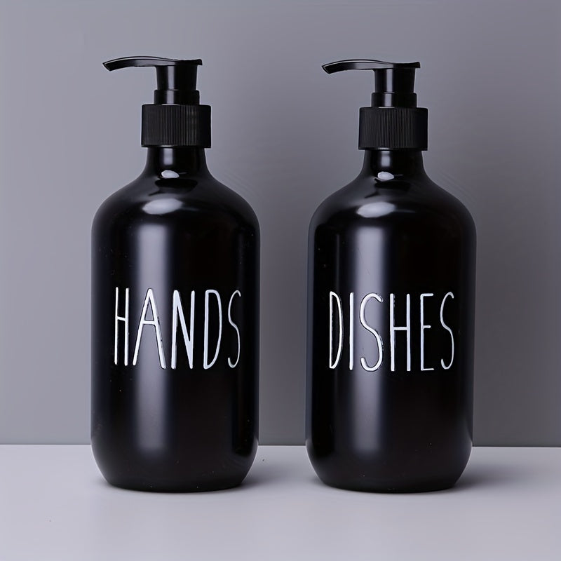 Set of 2 Plastic Soap Dispensers Refillable Bottles for Kitchen Bathroom Decor