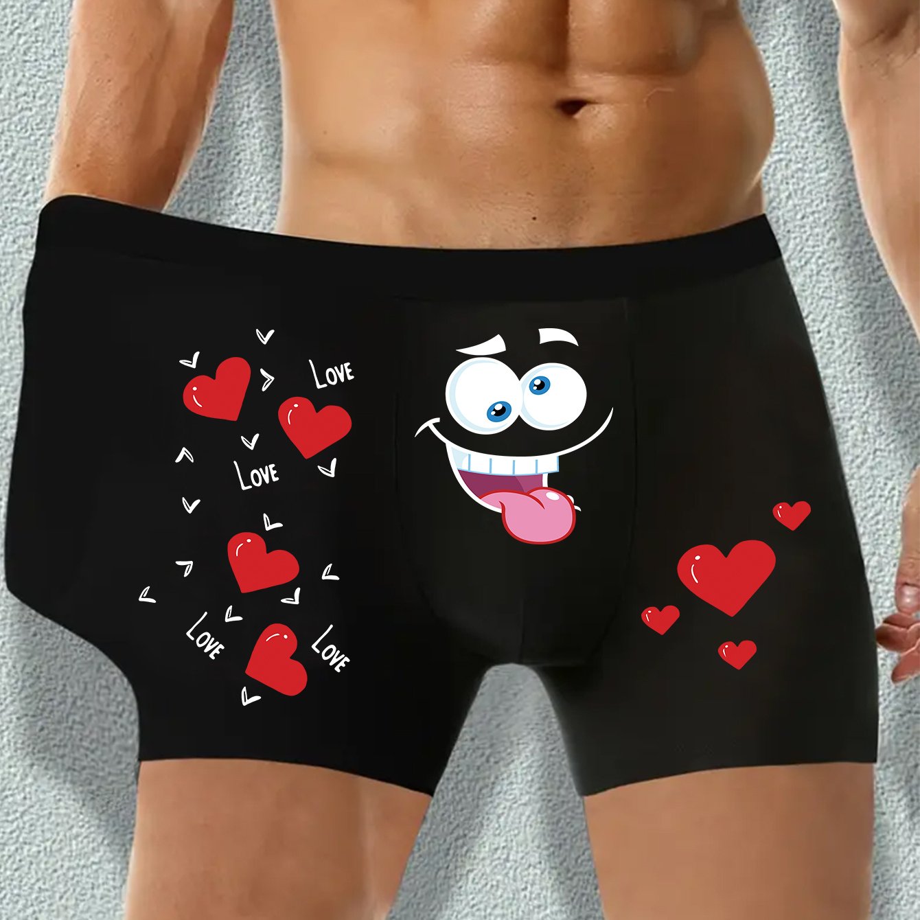 Men's Boxer Shorts I Love You My Girlfriend Heart Print Breathable Elastic Casual Underwear