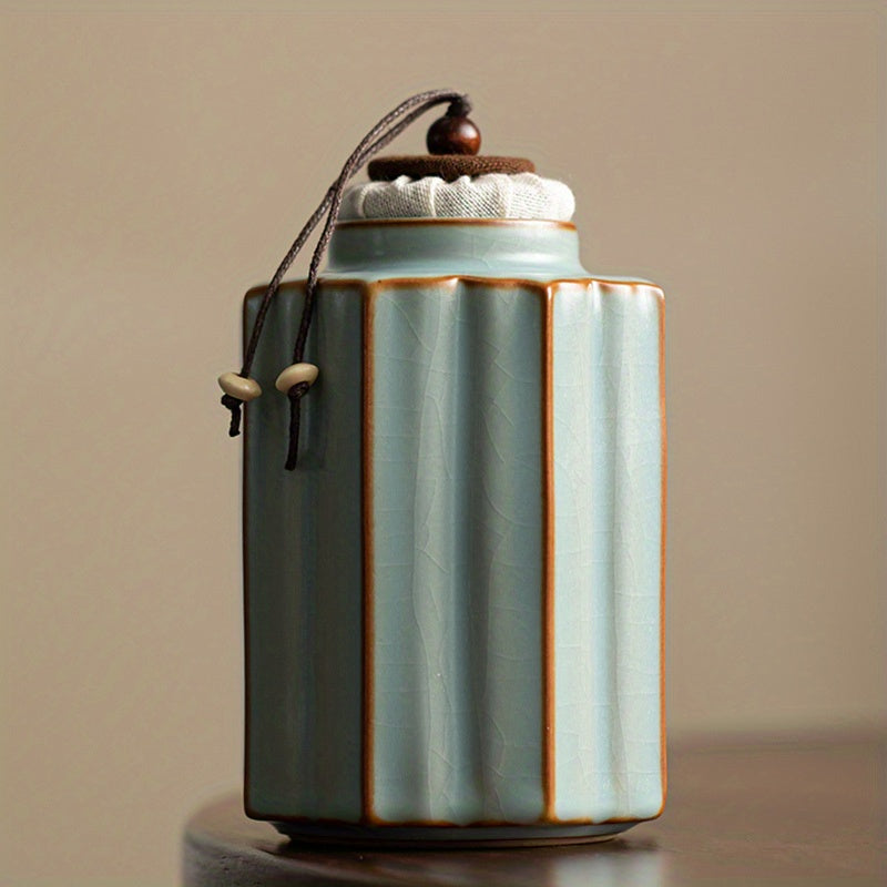 Ceramic Tea Caddy, Chinese Style, Portable Multi-Functional Coffee and Tea Storage