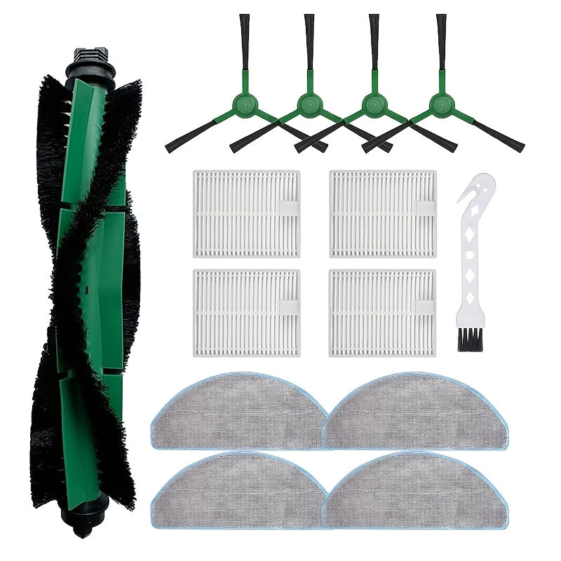 14 dona Robot tozalash uchun vakuum tozalash aksessuarlar to'plami, cho'tkalar, filtrlashlar, yostiqlarni o'z ichiga oladi