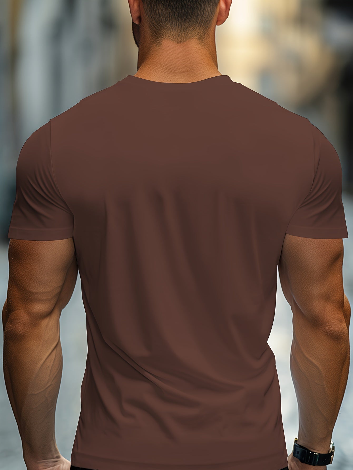 Men's Summer Casual Crew Neck T-Shirt with New York USA Print Polyester Elastane Slight Stretch Regular Fit