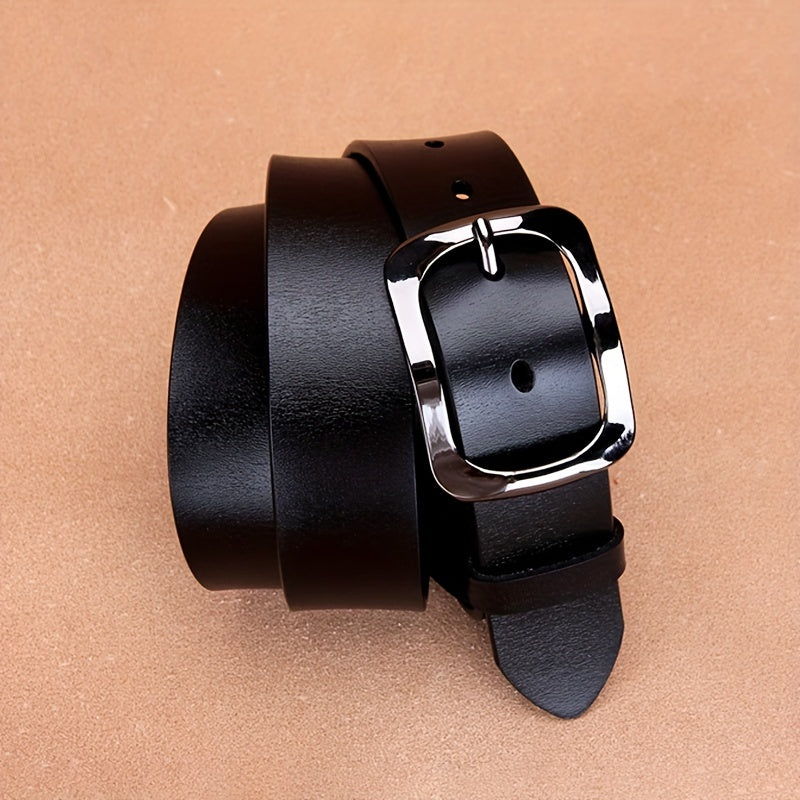 Women's Leather Belt Wide Vintage Black Casual Waist Accessory