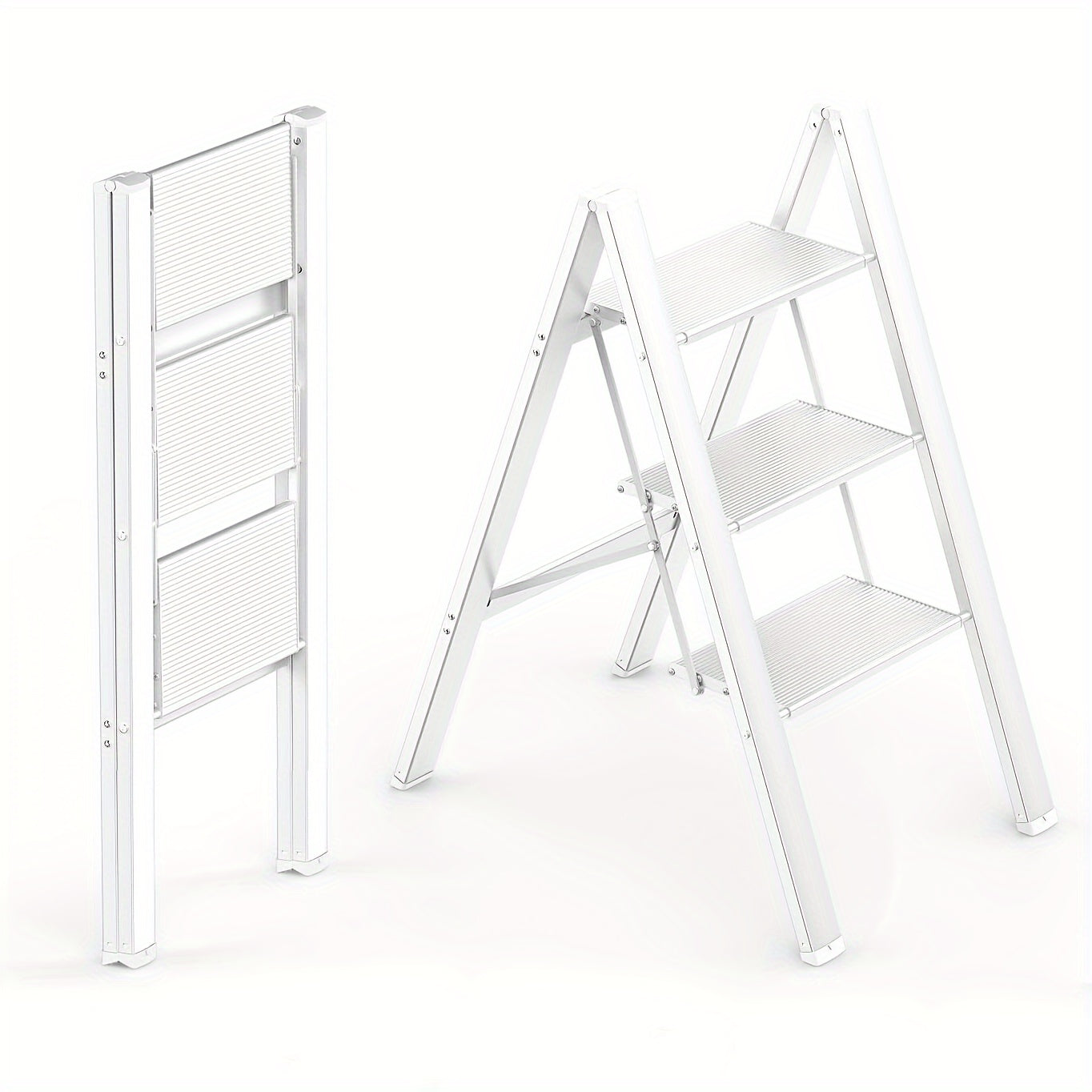 Aluminum Folding Ladder 3 Steps Non-Skid Pedals Lightweight Home Office Use