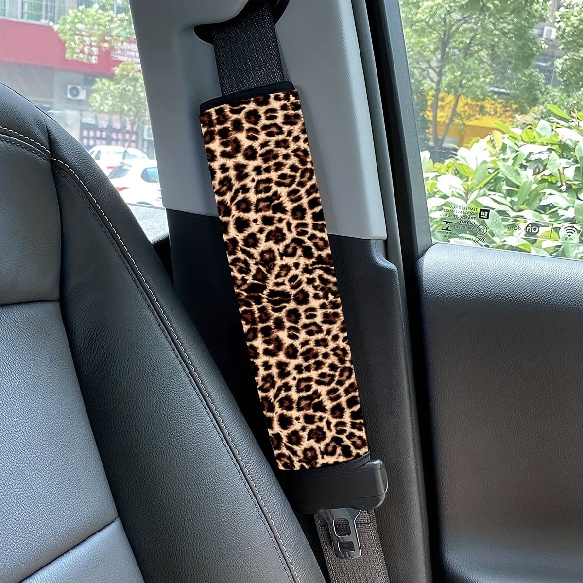 Leopard Print Shoulder Pad Cover Polyester Car Seat Belt Cushion Protector