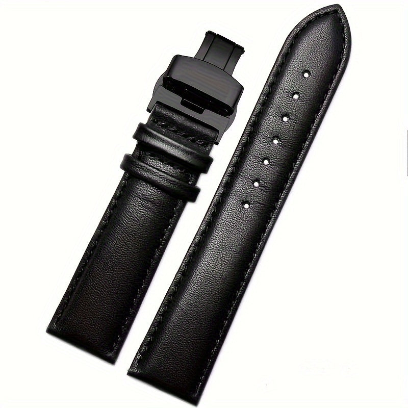 PU Leather Watch Strap with Automatic Butterfly Buckle, Various Sizes for Business or Gift